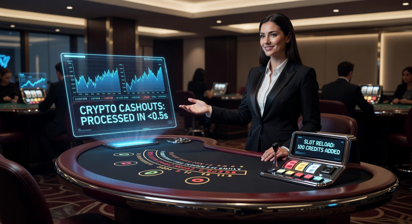 Dynamic live dealer blackjack table displaying crypto wallet integration and instant cashout options mid-game