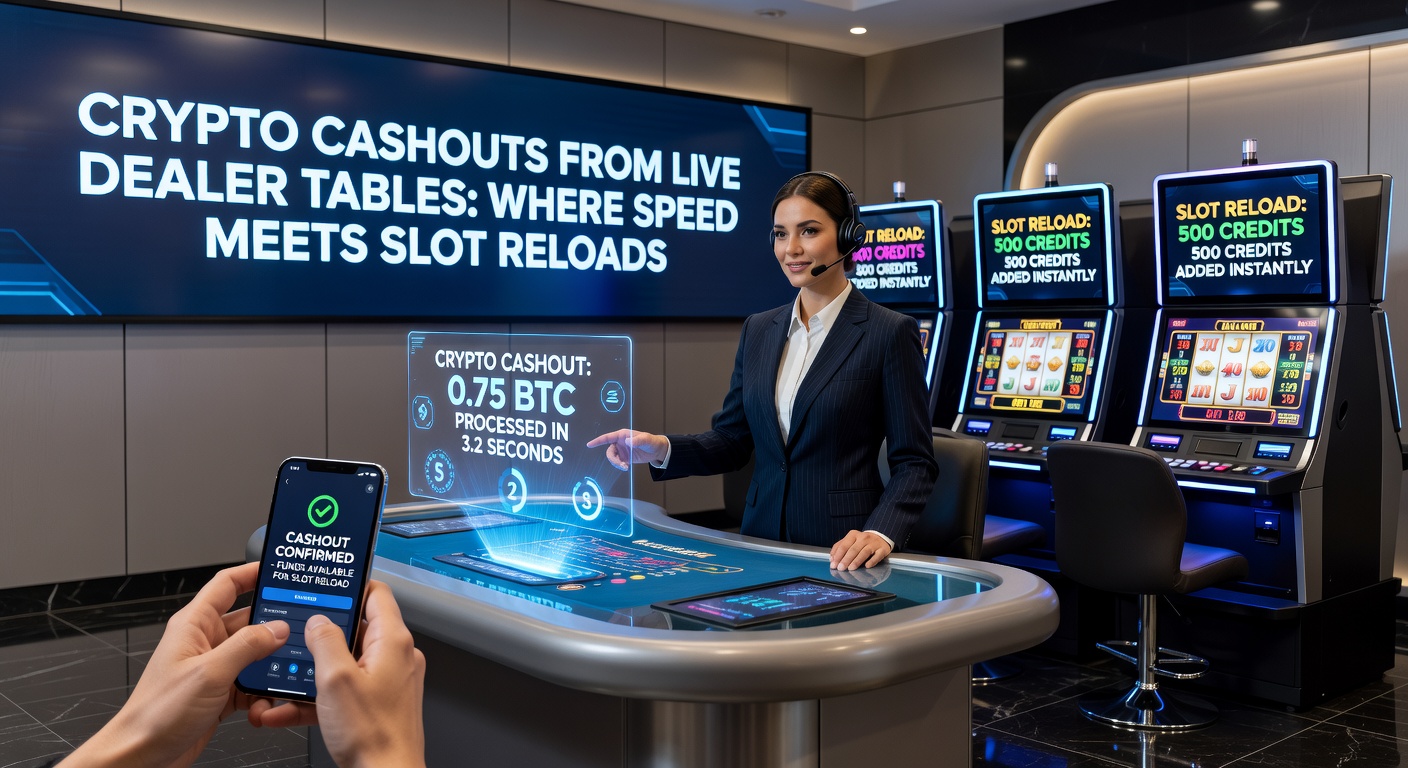 Illustration of crypto tokens flowing from a live roulette wheel to a vibrant slot machine reel, symbolizing rapid fund transfers and reload bonuses