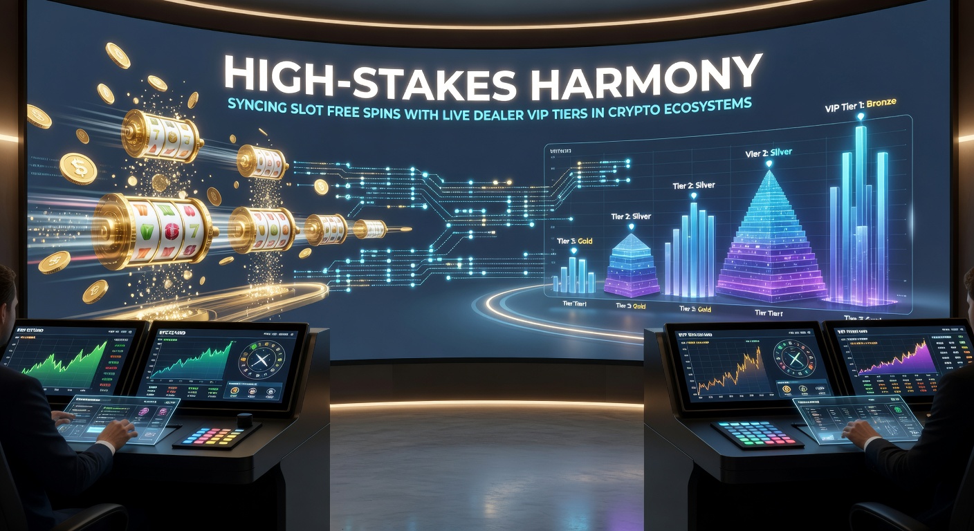 Close-up visualization of a crypto wallet interface displaying synced free spins rewards converting to VIP live dealer access, with charts showing tier progression and blockchain confirmations