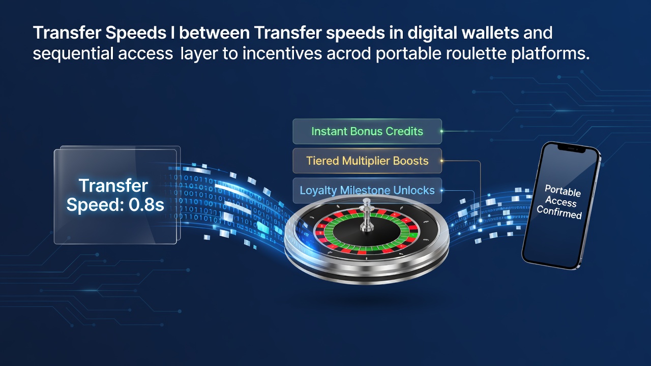 Digital wallet interface showing transfer speeds on a mobile roulette platform with layered incentive indicators