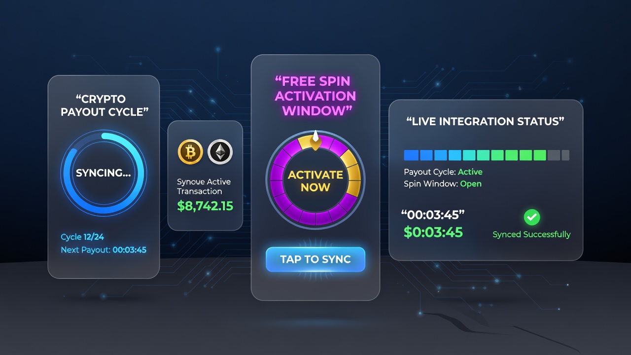 Developer dashboard showing real-time synchronization between crypto transaction status and free spin activation timers